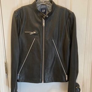 GAP Black Leather Jacket - NWOT - Larger